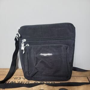 BAGGALLINI Womens Black Town Bagg Purse Satchel Crossbody